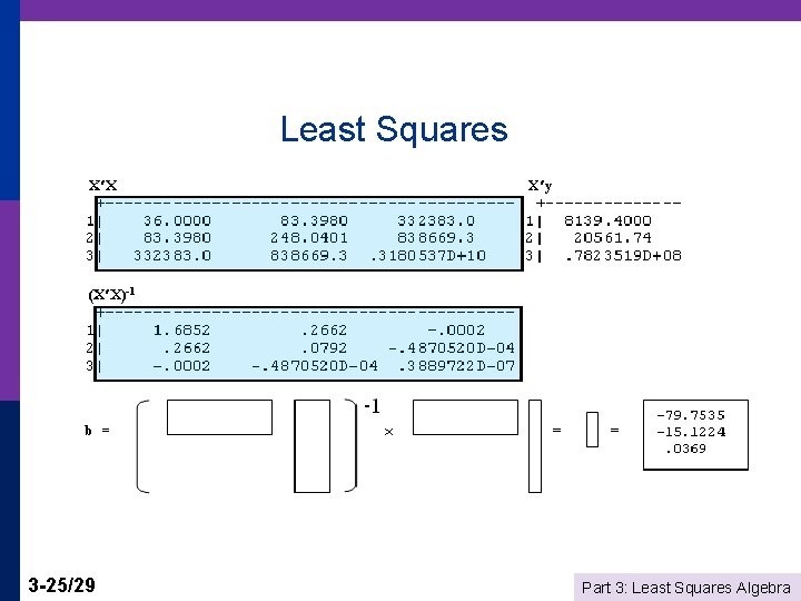 Least Squares 3 -25/29 Part 3: Least Squares Algebra 