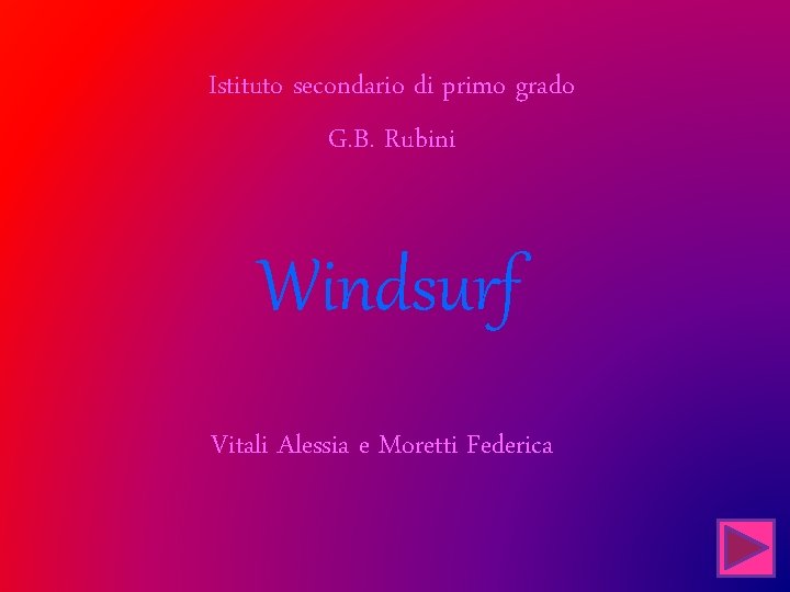 Istituto secondario di primo grado G. B. Rubini Windsurf Vitali Alessia e Moretti Federica