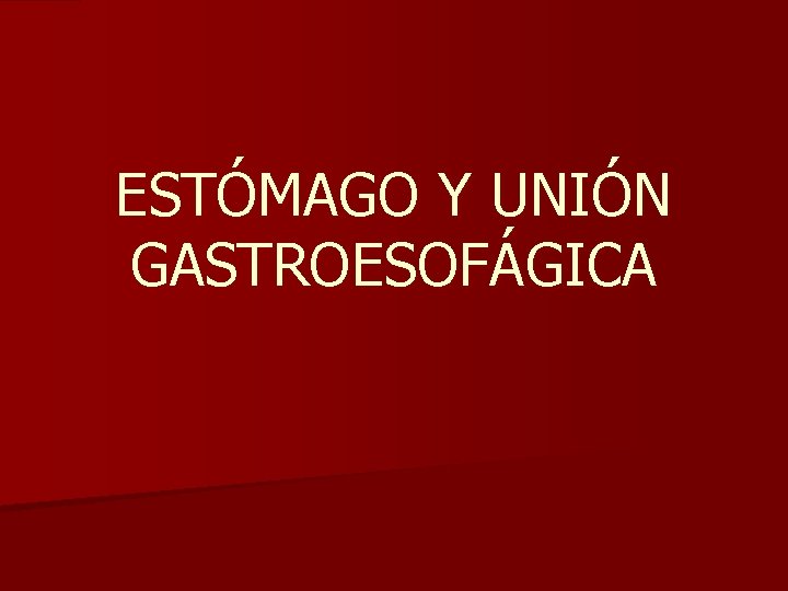 ESTÓMAGO Y UNIÓN GASTROESOFÁGICA 