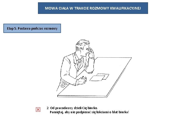 MOWA CIAŁA W TRAKCIE ROZMOWY KWALIFIKACYJNEJ Etap 5. Postawa podczas rozmowy 2. Od pracodawcy