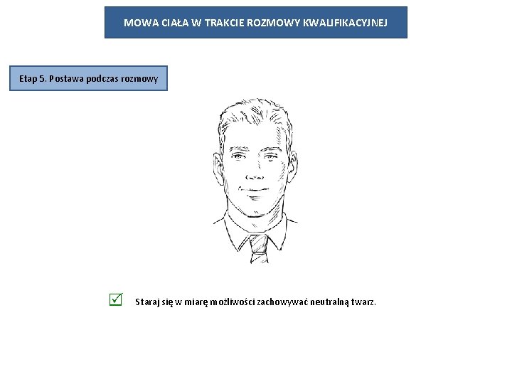 MOWA CIAŁA W TRAKCIE ROZMOWY KWALIFIKACYJNEJ Etap 5. Postawa podczas rozmowy Staraj się w