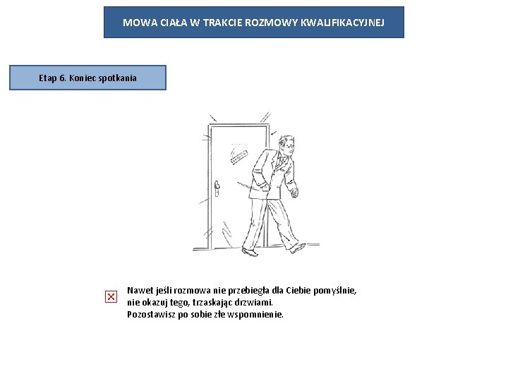 MOWA CIAŁA W TRAKCIE ROZMOWY KWALIFIKACYJNEJ Etap 6. Koniec spotkania Nawet jeśli rozmowa nie