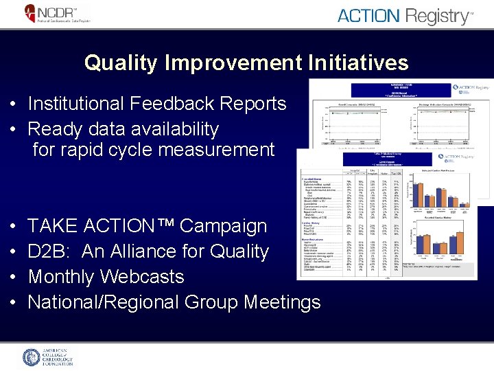 Quality Improvement Initiatives • Institutional Feedback Reports • Ready data availability for rapid cycle