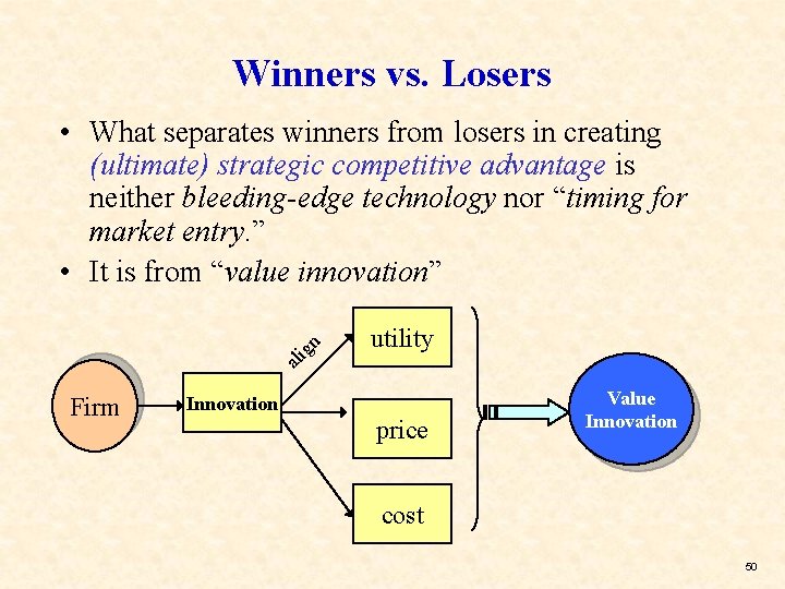 Winners vs. Losers utility al ig n • What separates winners from losers in