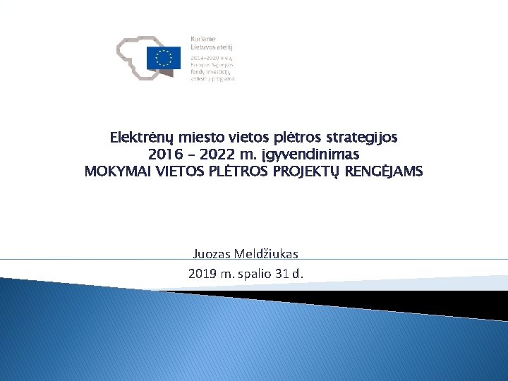 Elektrėnų miesto vietos plėtros strategijos 2016 – 2022 m. įgyvendinimas MOKYMAI VIETOS PLĖTROS PROJEKTŲ
