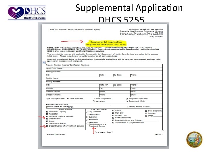 Supplemental Application DHCS 5255 
