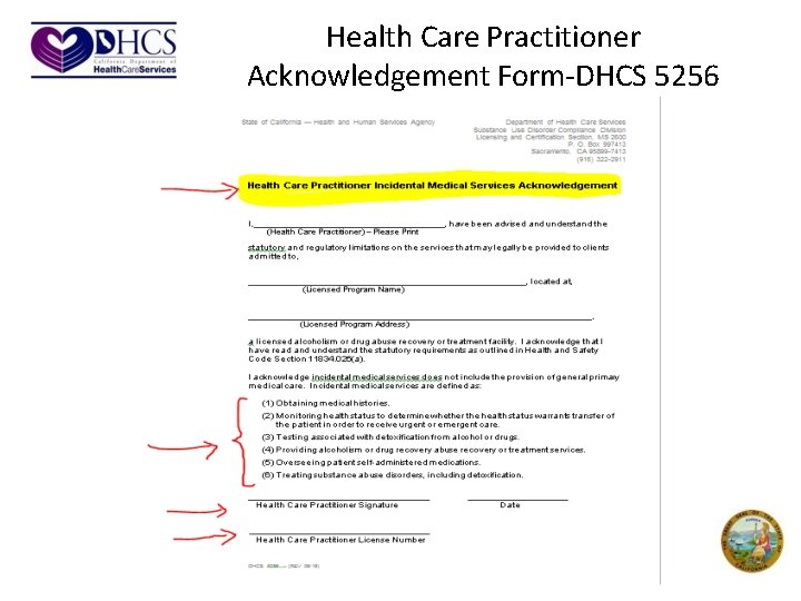 Health Care Practitioner Acknowledgement Form-DHCS 5256 