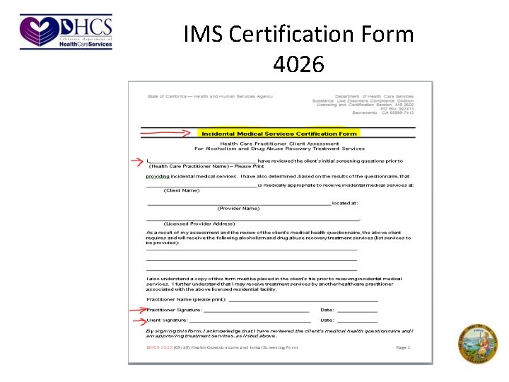 IMS Certification Form 4026 