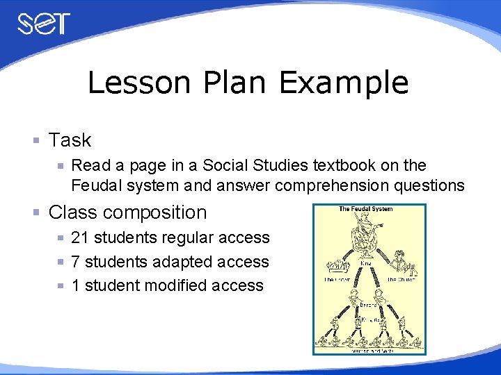 Lesson Plan Example Task Read a page in a Social Studies textbook on the