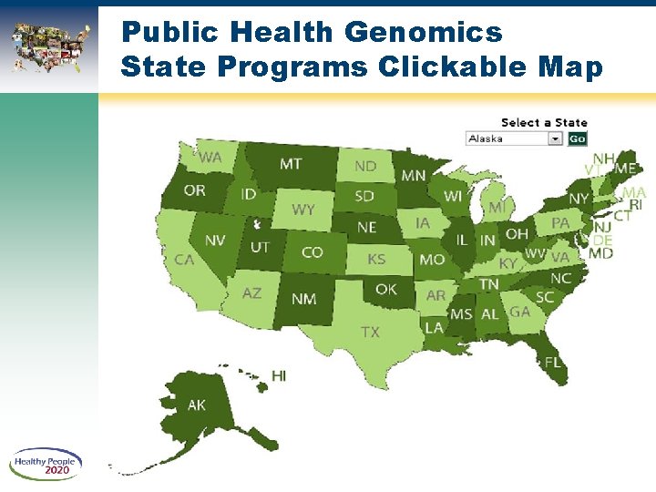 Public Health Genomics State Programs Clickable Map 