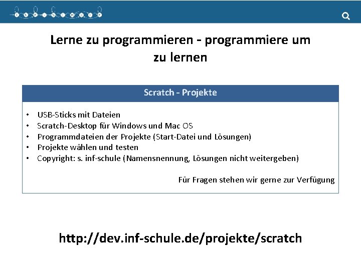 Lerne zu programmieren – programmiere um zu lernen Scratch – Projekte • • •