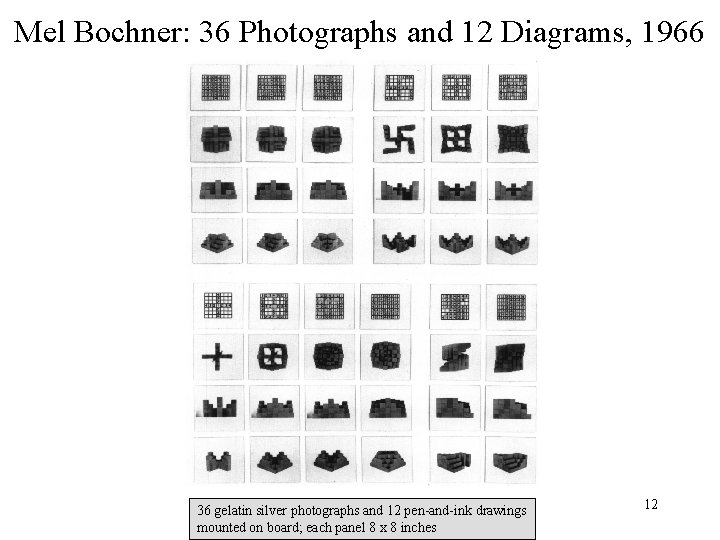 Mel Bochner: 36 Photographs and 12 Diagrams, 1966 36 gelatin silver photographs and 12 Mel Bochner: 36 Photographs and 12 Diagrams, 1966 36 gelatin silver photographs and 12