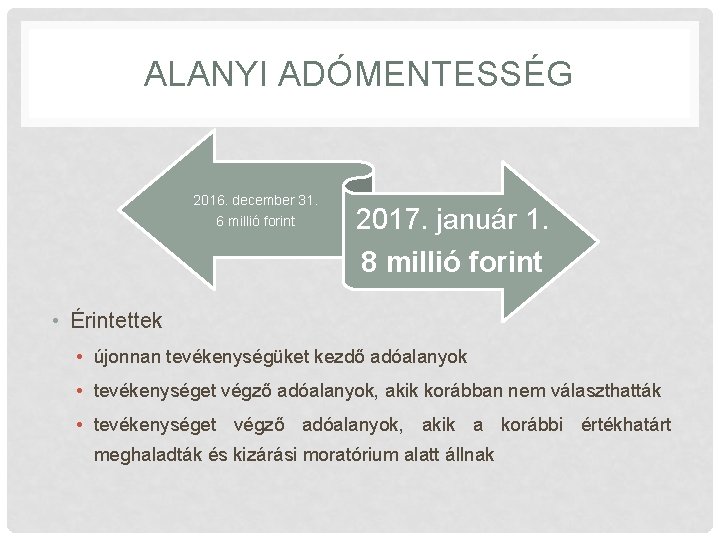 Kereskedelmi Szálláshely Szolgáltatás és Alanyi Mentesség értékhatára