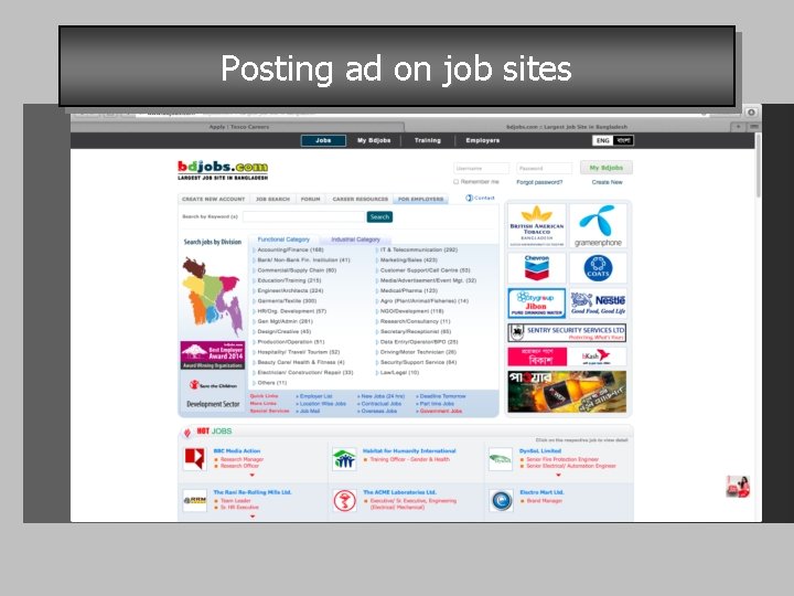 Posting ad on job sites 