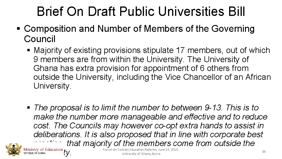 Brief On Draft Public Universities Bill § Composition and Number of Members of the