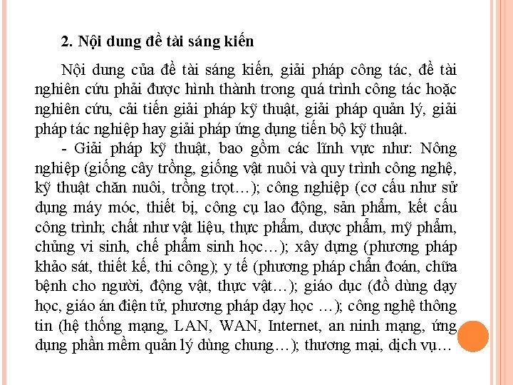 2. Nội dung đề tài sáng kiến Nội dung của đề tài sáng kiến,