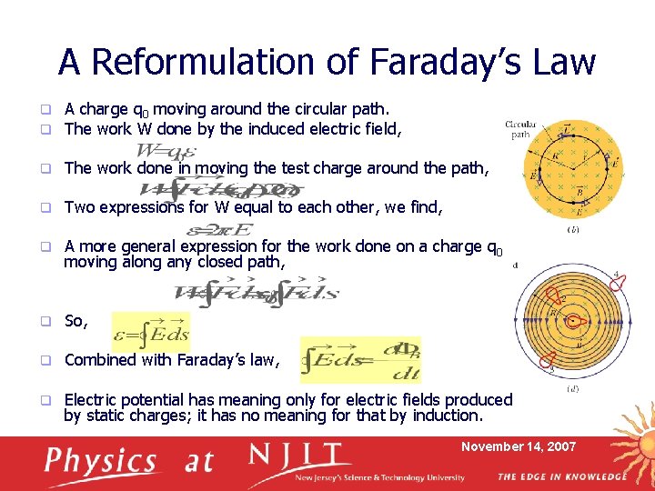 A Reformulation of Faraday’s Law q q A charge q 0 moving around the