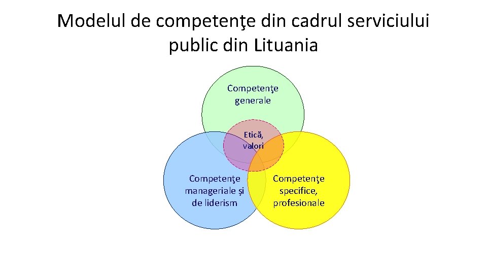 Modelul de competenţe din cadrul serviciului public din Lituania Competenţe generale Etică, valori Competenţe