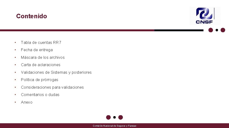 Contenido • Tabla de cuentas RR 7 • Fecha de entrega • Máscara de Contenido • Tabla de cuentas RR 7 • Fecha de entrega • Máscara de