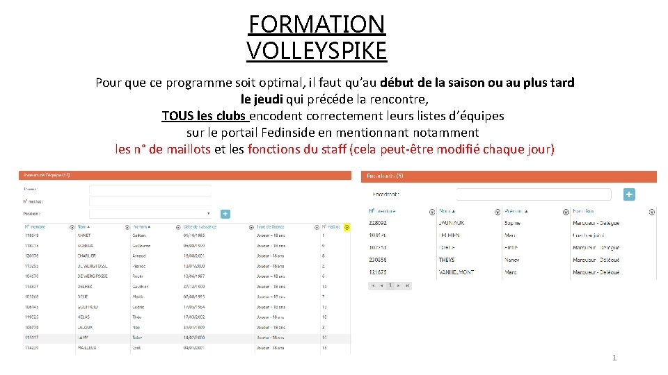 FORMATION VOLLEYSPIKE Pour que ce programme soit optimal, il faut qu’au début de la FORMATION VOLLEYSPIKE Pour que ce programme soit optimal, il faut qu’au début de la