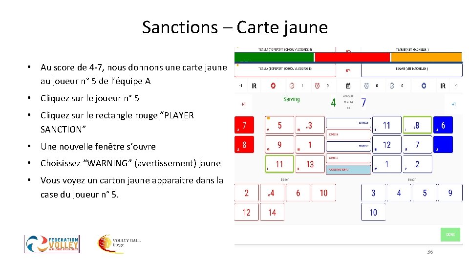 Sanctions – Carte jaune • Au score de 4 -7, nous donnons une carte Sanctions – Carte jaune • Au score de 4 -7, nous donnons une carte