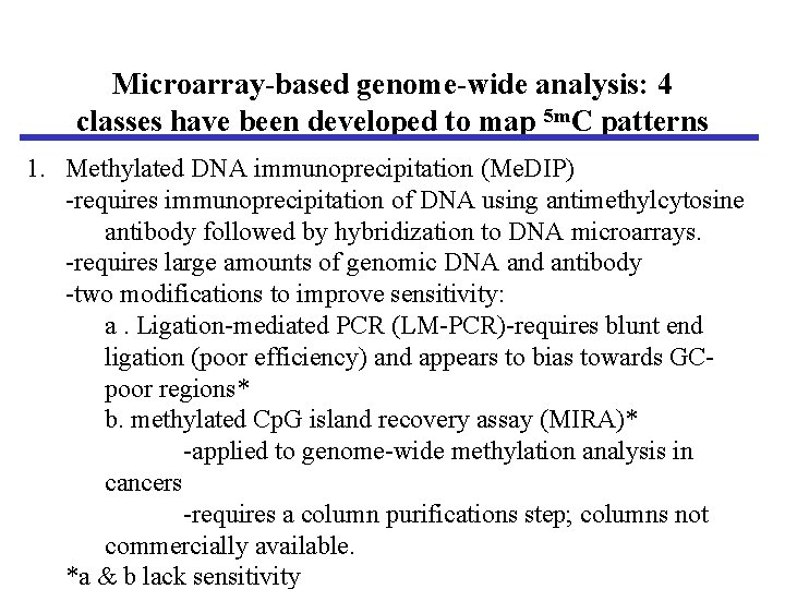 Microarray-based genome-wide analysis: 4 classes have been developed to map 5 m. C patterns