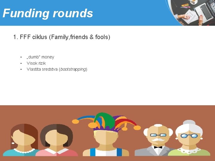 Funding rounds 1. FFF ciklus (Family, friends & fools) • • • „dumb” money