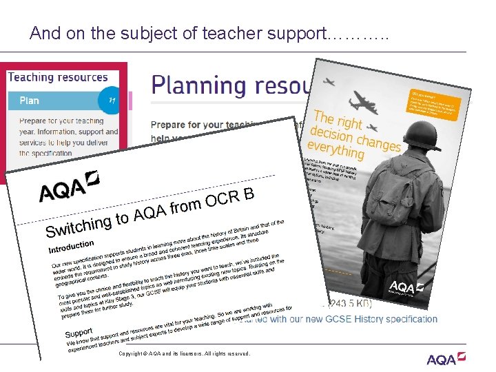 And on the subject of teacher support………. . Copyright © AQA and its licensors.