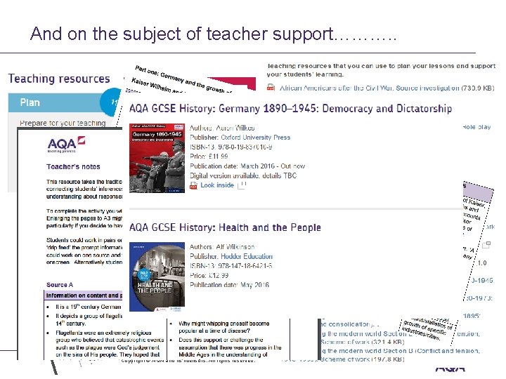 And on the subject of teacher support………. . Copyright © AQA and its licensors.