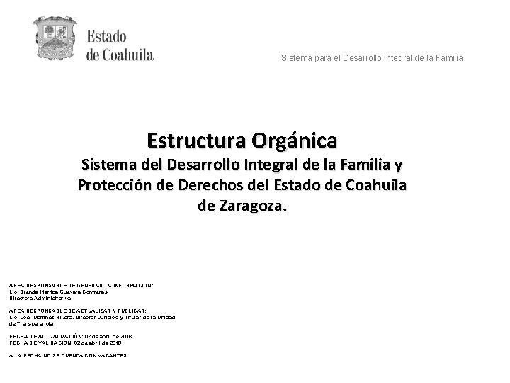 Sistema para el Desarrollo Integral de la Familia Estructura Orgánica Sistema del Desarrollo Integral