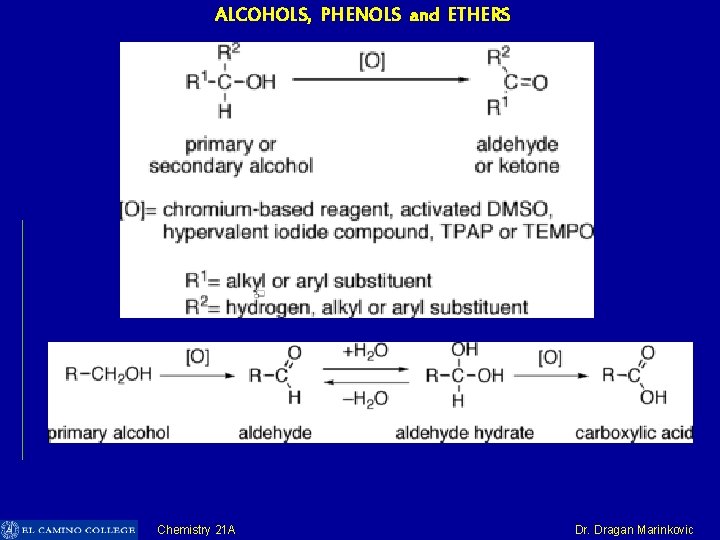 ALCOHOLS, PHENOLS and ETHERS Chemistry 21 A Dr. Dragan Marinkovic 