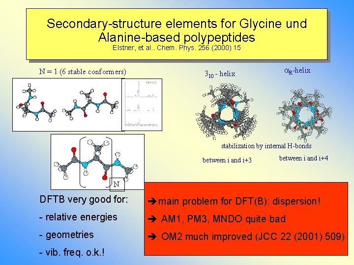Secondary-structure elements for Glycine und Alanine-based polypeptides Elstner, et al. . Chem. Phys. 256 Secondary-structure elements for Glycine und Alanine-based polypeptides Elstner, et al. . Chem. Phys. 256