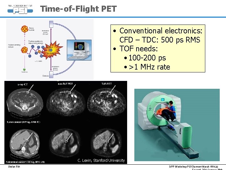 Time-of-Flight PET • Conventional electronics: CFD – TDC: 500 ps RMS • TOF needs: