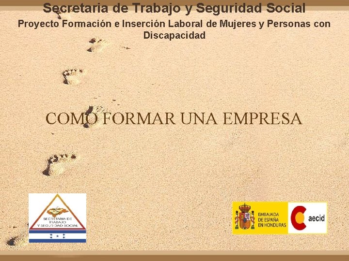 Secretaria de Trabajo y Seguridad Social Proyecto Formación e Inserción Laboral de Mujeres y