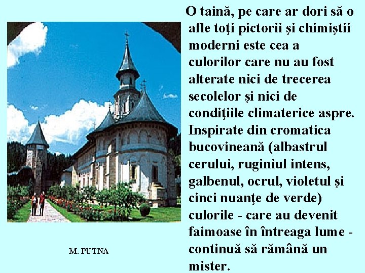 M. PUTNA O taină, pe care ar dori să o afle toţi pictorii şi