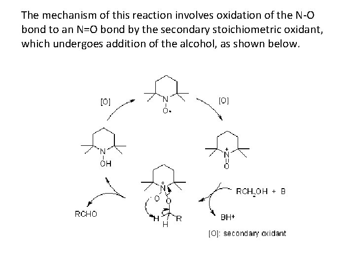 The mechanism of this reaction involves oxidation of the N-O bond to an N=O