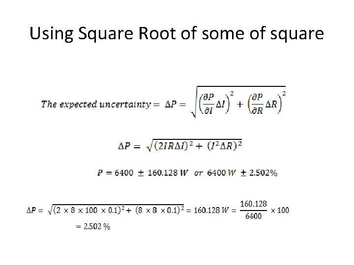 Using Square Root of some of square 