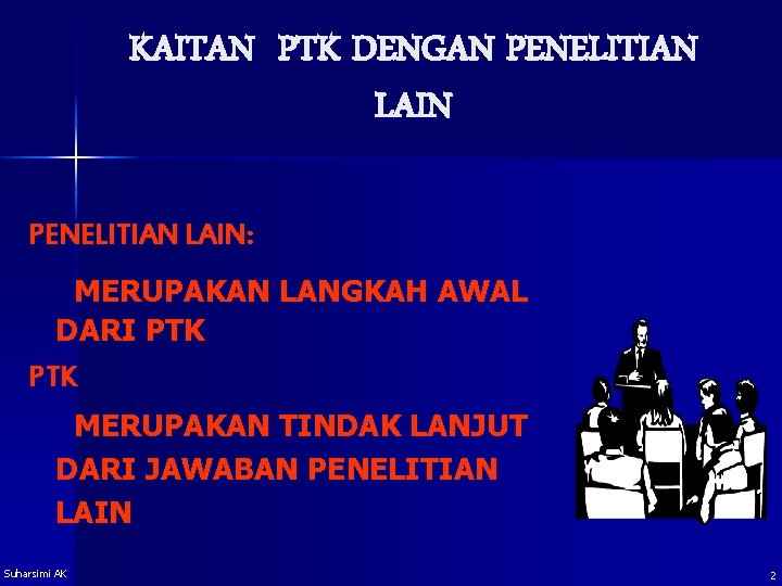 KAITAN PTK DENGAN PENELITIAN LAIN: MERUPAKAN LANGKAH AWAL DARI PTK MERUPAKAN TINDAK LANJUT DARI