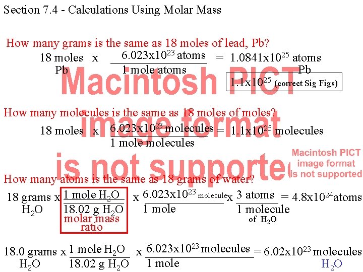 Section 7. 4 - Calculations Using Molar Mass How many grams is the same