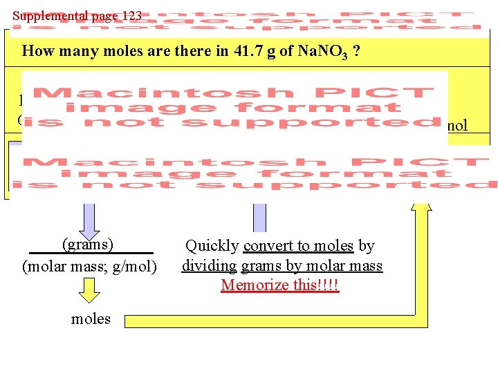 Supplemental page 123 How many moles are there in 41. 7 g of Na.