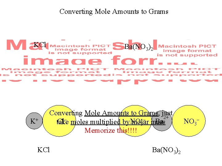 Converting Mole Amounts to Grams KCl K+ Ba(NO 3)2 Converting Mole Amounts to Grams,