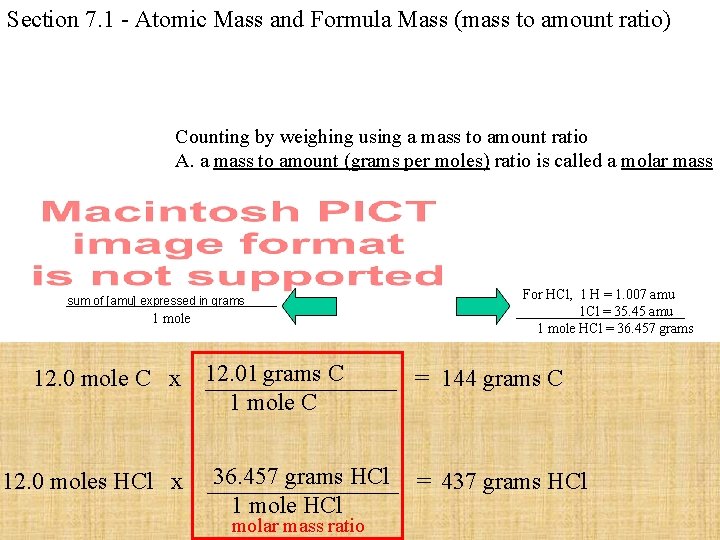 Section 7. 1 - Atomic Mass and Formula Mass (mass to amount ratio) Counting