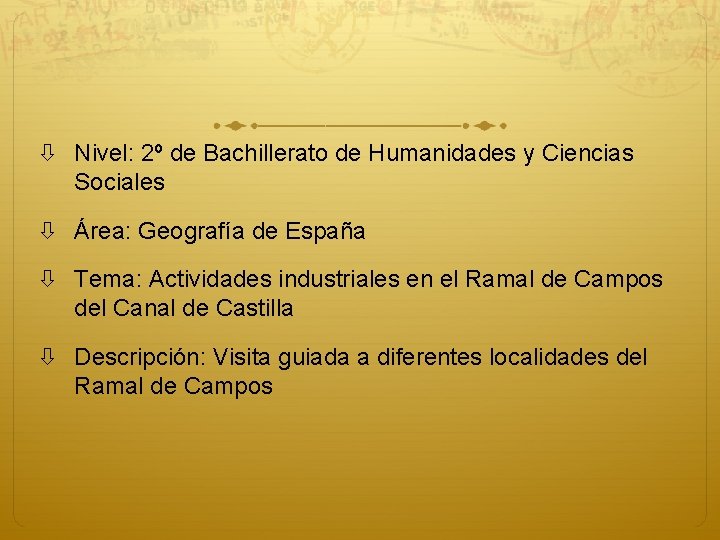 Nivel: 2º de Bachillerato de Humanidades y Ciencias Sociales Área: Geografía de España Nivel: 2º de Bachillerato de Humanidades y Ciencias Sociales Área: Geografía de España