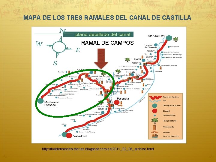 MAPA DE LOS TRES RAMALES DEL CANAL DE CASTILLA RAMAL DE CAMPOS http: //hablemosdehistorias. MAPA DE LOS TRES RAMALES DEL CANAL DE CASTILLA RAMAL DE CAMPOS http: //hablemosdehistorias.