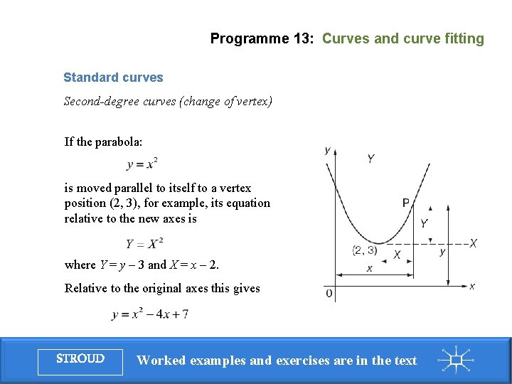 Programme 13: Curves and curve fitting Standard curves Second-degree curves (change of vertex) If