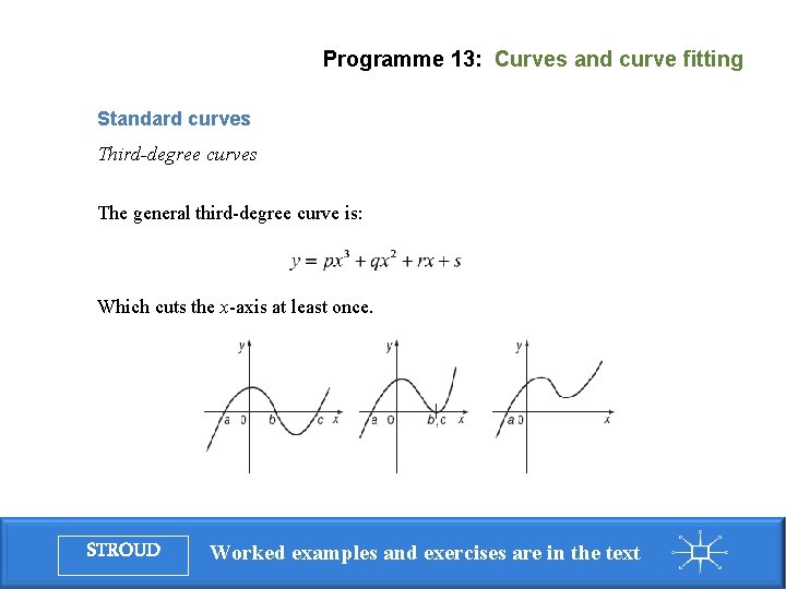 Programme 13: Curves and curve fitting Standard curves Third-degree curves The general third-degree curve