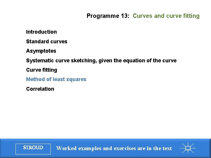 Programme 13: Curves and curve fitting Introduction Standard curves Asymptotes Systematic curve sketching, given