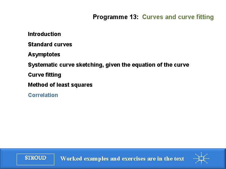 Programme 13: Curves and curve fitting Introduction Standard curves Asymptotes Systematic curve sketching, given
