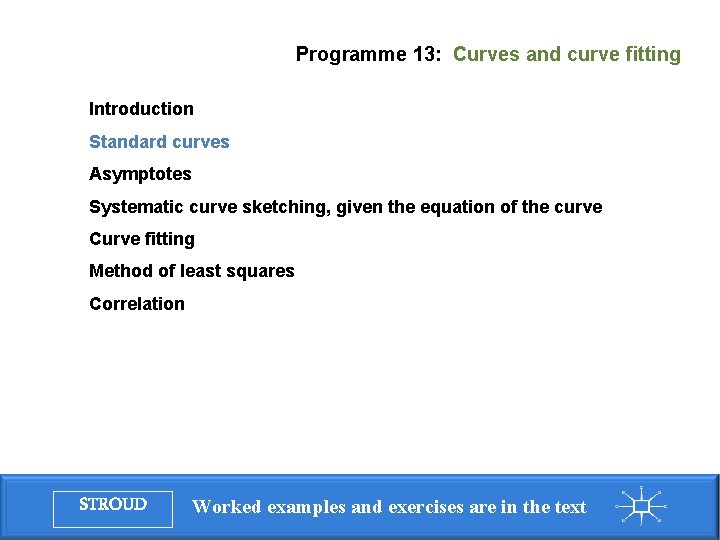 Programme 13: Curves and curve fitting Introduction Standard curves Asymptotes Systematic curve sketching, given