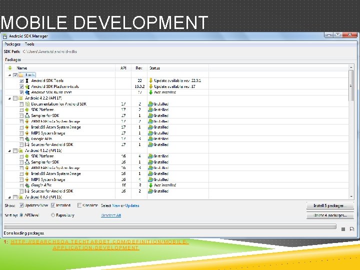 MOBILE DEVELOPMENT Set of processes and procedures involved in writing software for a small, MOBILE DEVELOPMENT Set of processes and procedures involved in writing software for a small,